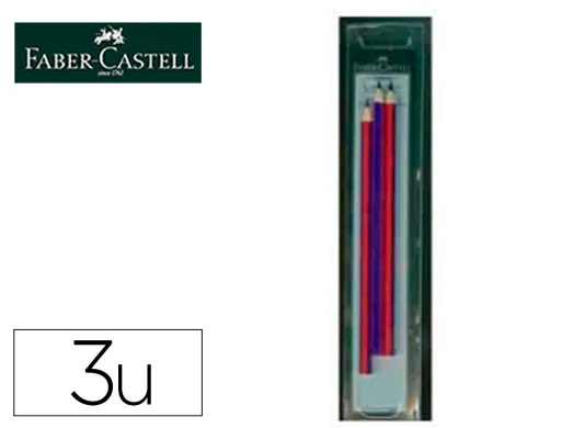 Lapis Bicolor Fino Faber Castell 2160-rb Hexagonal Vermelho/Azul Blister de 3 Unidades