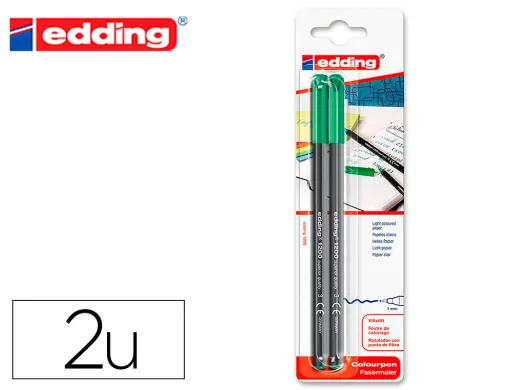 Marcador Edding Ponta Fibra 1200 Verde n.4 Ponta Redonda 0.5 mm Blister de 2 Unidades