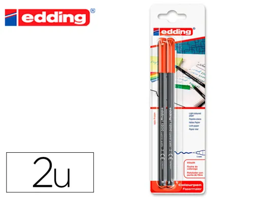 Marcador Edding Ponta Fibra 1200 Vermelho n.2 Ponta Redonda 0.5 mm Blister de 2 Unidades