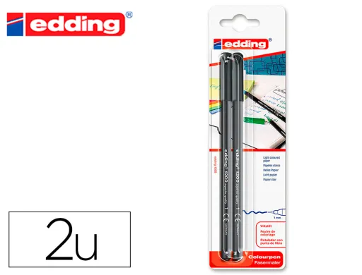 Marcador Edding Ponta Fibra 1200 Preto n.1 Ponta Redonda 0.5 mm Blister de 2 Unidades