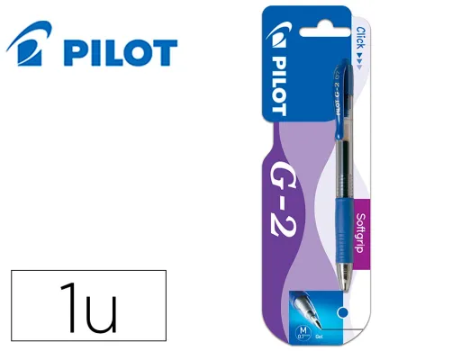 Esferográfica Pilot g-2 Azul Tinta Gel Retrátil Apoio em Borracha em Blister