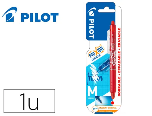 Esferográfica Pilot Frixion Clicker Apagavel 0,7 mm Ponta Media Vermelho em Blister