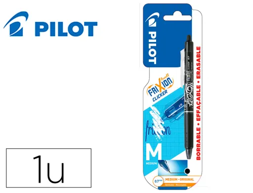 Esferográfica Pilot Frixion Clicker Apagavel 0,7 mm Ponta Media Preto em Blister