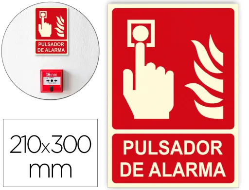 Pictograma Archivo 2000 Botao de Alarme Pvc Vermelho Luminiscente 210x300 mm