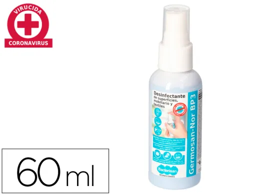 Liquido de Limpeza Higienizante Desinfetante Germosan Nor Bp3 para Superficies e Mobiliario Frasco Pulverizador de 60 Ml