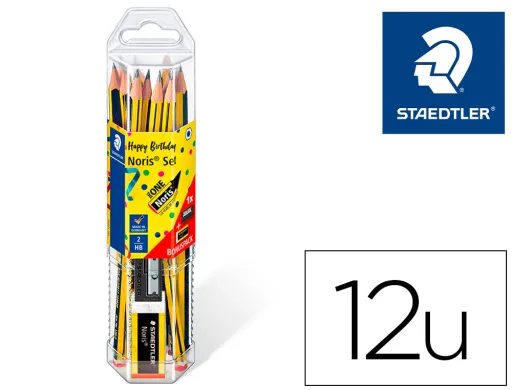 Lápis de Grafite Staedtler Noris n.2 Hb Blister Promocional 120 Aniversário 12un + Afila e Borracha