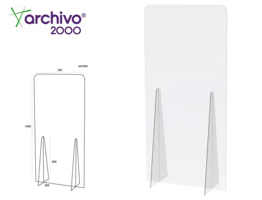 Visor de Proteção Archivo 2000 de Pe Metacrilato Transparente 750x1400 mm