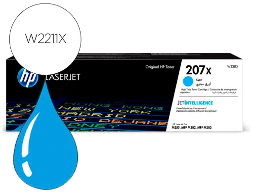 Toner HP 207x Cor Laserjet Pro M282nw / M283fdn / M283fdw Ciano 2.450 Páginas