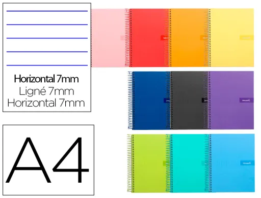 Caderno Espiral Din A4 Crafty Capa Forrada 80f 90 gr Pautado 7mm Dupla Margem Cores Sortidas