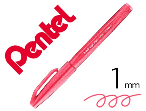 Caneta Pincel Pentel Touch para Caligrafia Cor Vermelho Vinho