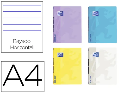 Caderno Agrafado Oxford Openflex Capa Plástico Din A4 48 Folhas Pautado Cores Pastel Sortidas