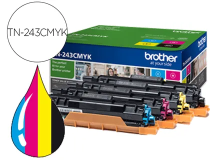 Toner Brother Tn243cmyk Dcp-L3510cdw / hl-L3270cdw / Mfc-L3710cw Multipack Preto Amarelo Magenta Ciano 1000 Pag