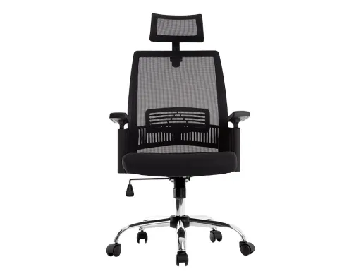 Cadeira de Direção Q-Connect Ergonomica Base Metal Encosto Alto com Apoio de Cabeca Ajustável Regulável em Altura 1140+7