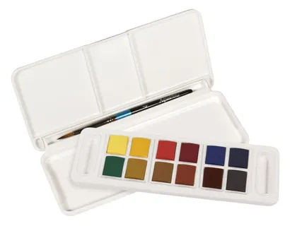 Aguarela Daler Rowney Aquafine Travel Conjunto com Pincel Caixa de 12 Cores Sortidas