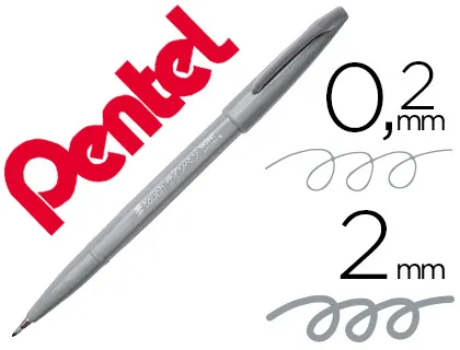 Caneta Pincel Pentel Touch para Caligrafia Cor Cinza