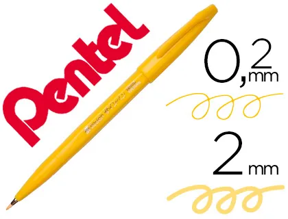 Caneta Pincel Pentel Touch para Caligrafia Cor Amarelo