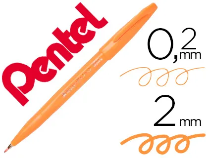 Caneta Pincel Pentel Touch para Caligrafia Cor Laranja