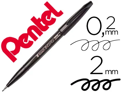 Caneta Pincel Pentel Touch para Caligrafia Cor Preto