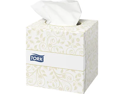 Lencos de Papel Tork Extra Suaves 2 Folhas 20,9x20 cm Caixa Cubo de 100 Unidades