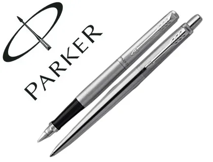 Conjunto Parker Duo Jotter Aço Ct Esferográfica + Caneta