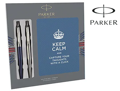 Esferográfica Parker Jotter Aco + Azul + Bloco Expositor de 9 Conjuntos de Oferta