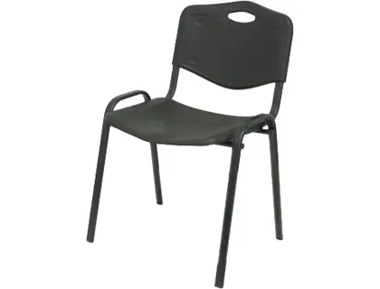 Cadeira Q-Connect Robledo Confidente Estrutura em Metal Preta com Encosto Pvc Ergonomica Preta 81x48x42 cm