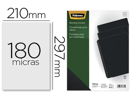 Capa de Encadernação Fellowes Pvc Din A4 Opaca Preta 180 Microns Pack de 100 Unidades