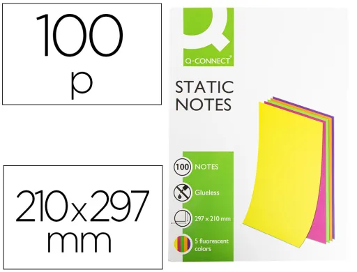 Bloco de Notas Magnéticas Q-Connect 210x297 mm 100 Folhas 5 Cores Fluorescentes