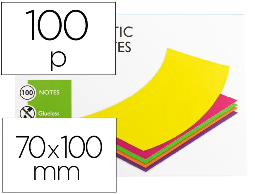 Bloco de Notas Magnéticas Q-Connect 70x100 mm 100 Folhas 5 Cores Fluorescentes