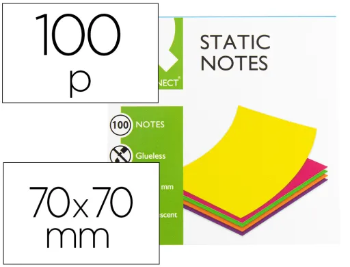 Bloco de Notas Magnéticas Q-Connect 70x70 mm 100 Folhas 5 Cores Fluorescentes