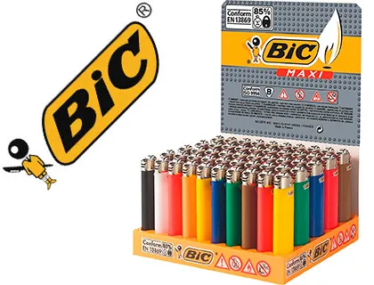 Isqueiro Bic Maxi J26 Expositor de 50 Unidades Cores Sortidas