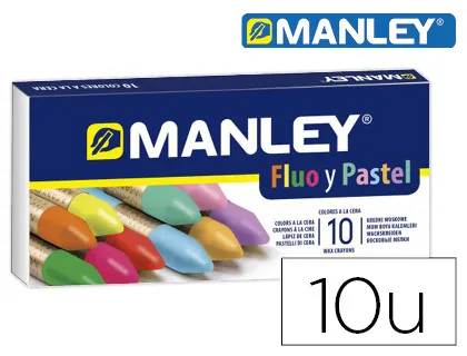 Lápis de Cera Manley Fluor e Pastel Caixa de 10 Cores Sortidas