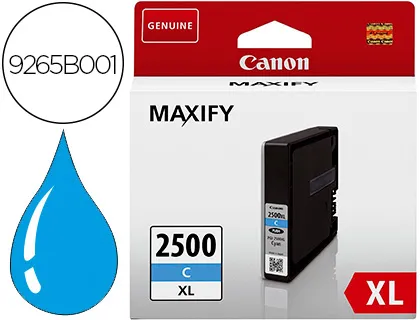 Tinteiro Canon Pgi 2500 XL Maxify Ib4050 / Mb5050 / Mb5150 / Mb5155 / Mb5350 / Mb5450 Ciano 1755 Páginas