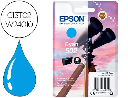 Tinteiro Epson 502 XL Expression Home Xp 5100 / 5105 Workforce Wf 2860 / 2860dwf Ciano 470 Pag