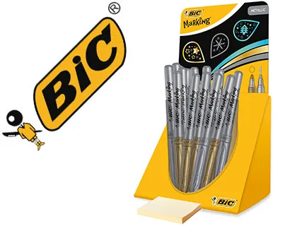 Marcador Bic Marking Metálico Permanenete Ouro/Prata Expositor de 24 Unidades Sortidas 168x125x149 mm