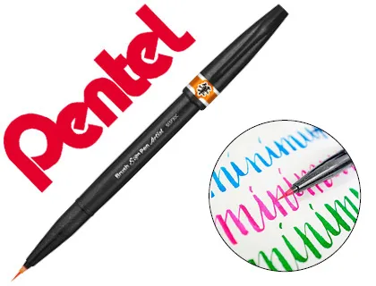 Caneta Pincel Pentel Artist Cor Laranja