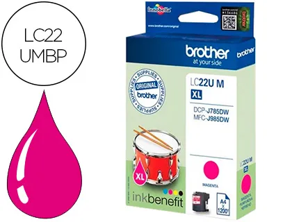 Tinteiro Brother Lc22umbp xl Dcp-J785dw / Dcp-J785dwxl / Mfc-J985dw / Mfc-J985dw Magenta 1.200 Pag