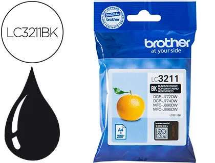 Tinteiro Brother Lc3211bk Dcp-J572 / Dcp-J772 / Dcp-J774 / Mfc-J890 / Mfc-J895 Preto 200 Pag