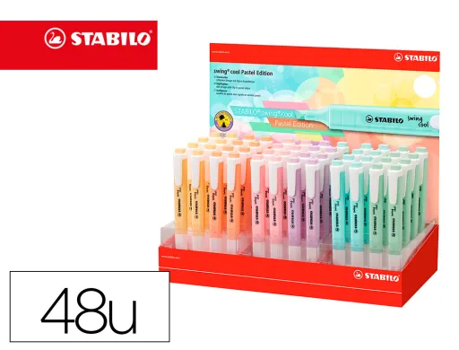 Marcador Fluorescente Stabilo Swing Cool Pastel Expositor de 48 Unidades em 6 Cores Sortidas