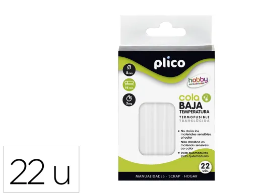 Barra de Cola Plico Baixa Tem Eratura 8 mm de Diametro X 95 mm de Altura Blister de 22 Un Dades