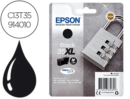 Tinteiro Epson 35xl T3591 Pro wf-4720dwf / 4725dwf / 4730dtwf / 4740dtwf Preto Alta Capacidade 1900 Pag