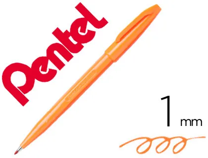 Caneta Pentel com Ponta de Fibra Sign Pem na Cor Laranja