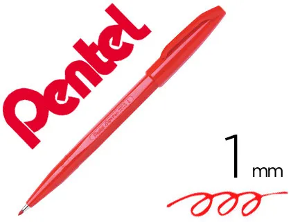 Caneta Pentel com Ponta de Fibra Sign Pem na Cor Vermelho