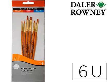 Pinceis Daler Rowney Simply Art Cabo Dourado Blister de 6 Unidades