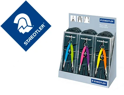 Compasso Staedtler Micrometrico 556 Cor Neon Expositor de Secretária de 9 Unidades Sortidas