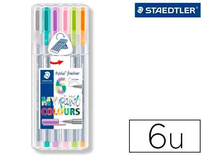 Marcador Staedtler Triplus Fineliner My Pastel Estojo de 6 Unidades Cores Sortidas