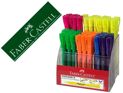 Marcador Faber Fluorescente Textliner 38 Expositor 54 Unidades Cores Soritdas