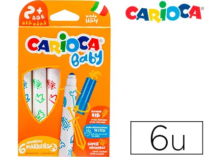 Marcador Carioca Baby 2 Anos Caixa 6 Cores Sortidas