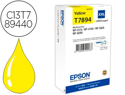 Tinteiro Epson T7894 XXL wf-5110 / 5190 / 5620 / 5690 Amarelo Alta Capacidade