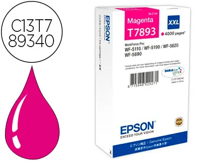 Tinteiro Epson T7893 XXL wf-5110 / 5190 / 5620 / 5690 Magenta Alta Capacidade